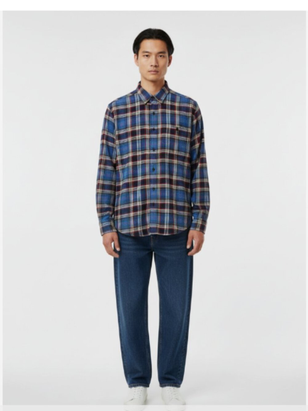 WOOLRICH Plaid Flannel Trout Run Shirt Size Medium Blue/Red/White Button Down